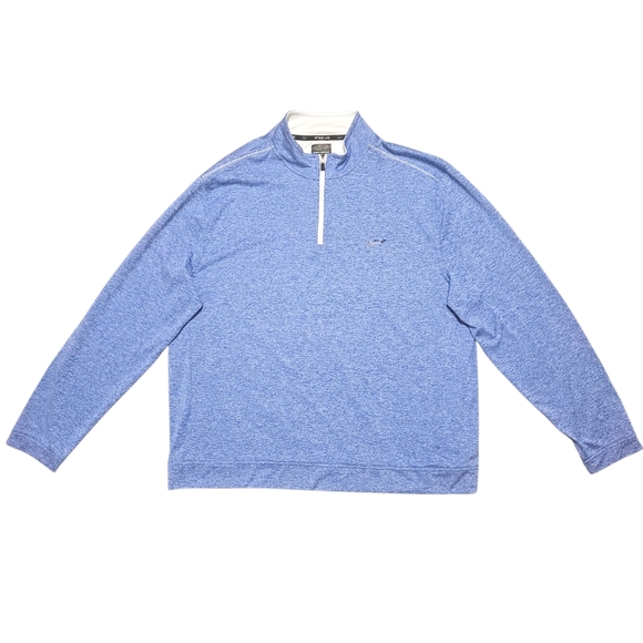 Mens Greg Norman Blue 1/4 Zip Pullover Golf Shirt XL PlayDry Shark Logo Athletic - Picture 3 of 12